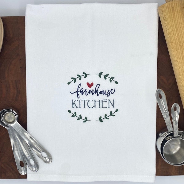 Embroidered Dish Towels, Farmhouse Kitchen Towels Gift for Homesteader, Farmhouse Hand Towels for Kitchen Gift Ideas, Country Home Decor