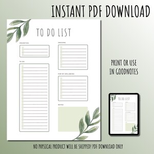 To Do List | Checklist | Goodnotes | Planner | Letter | A4