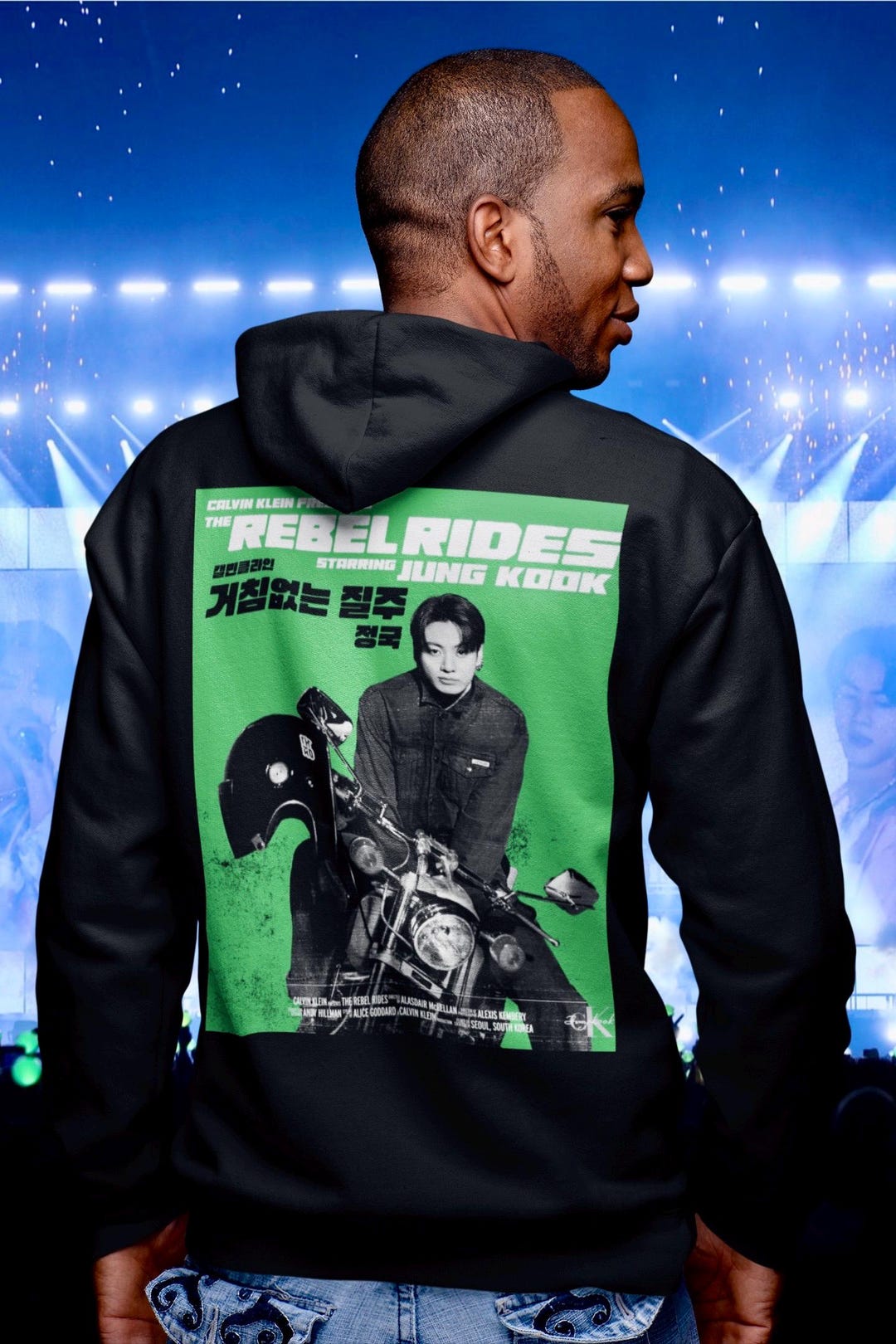 Jungkook Rebel Rides Hoodie - Calvin Klein Motorcycle Poster Large