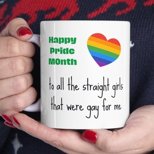 LGBT Funny Mug, Happy Pride Coffee Cup, Gay Pride Celebration Gift, Rainbow Heart Funny Mug, Sarcastic Gift