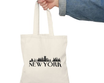 New York Skyline Tote Bag, NYC Cityscape Reusable Bag, Eco-Friendly Shopping Bag