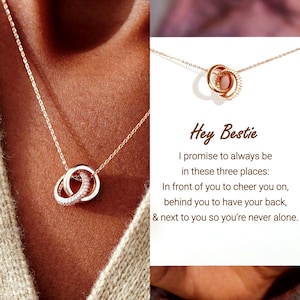 Friendship Necklace, Interlocking Circle Bestie Necklace, Best Friend Necklace, Bff Sisters Gifts for Women, Girls Gang Christmas Gift