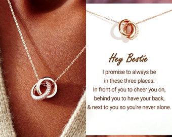 Friendship Necklace, Interlocking Circle Bestie Necklace, Best Friend Necklace, Bff Sisters Gifts for Women, Girls Gang Christmas Gift