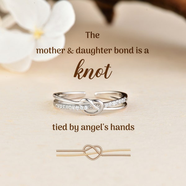 Bague noeud To My Daughter, le lien mère-fille est noué par les mains d'un ange, bague promesse, bague minimaliste, cadeaux d'anniversaire pour fille
