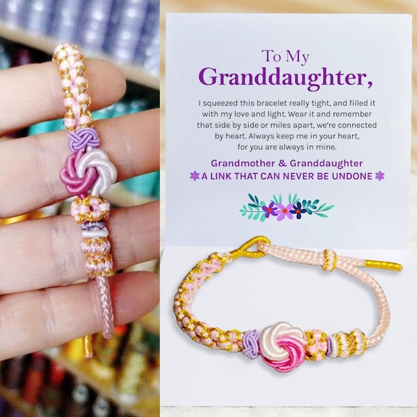 To My Granddaughter Blossom Knot Bracelet, Grandmother & Granddaughter Bracelet, Handmade Inspirational Bracelet, Birthday Christmas Gift