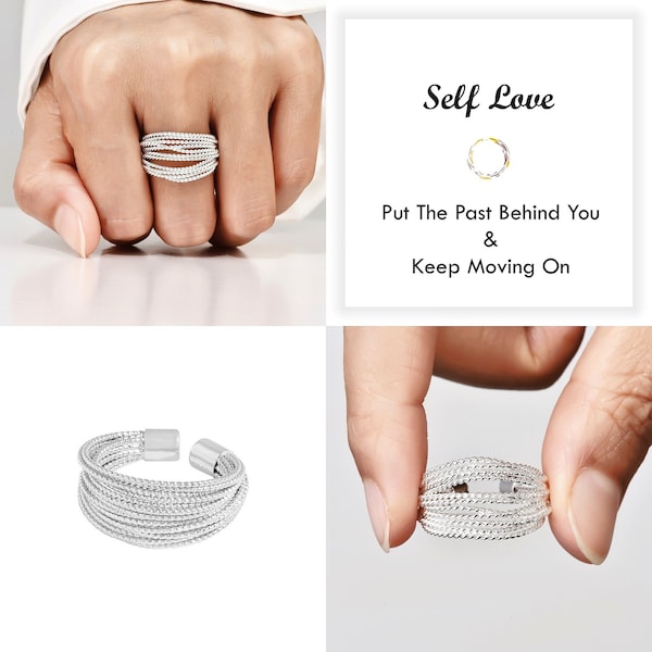 Self Love Ring, Put The Past Behind You & Keep Moving On, Sterling Silver Thumb Ring, Best Friend Gift, Birthday Gift, Gift for Daughter