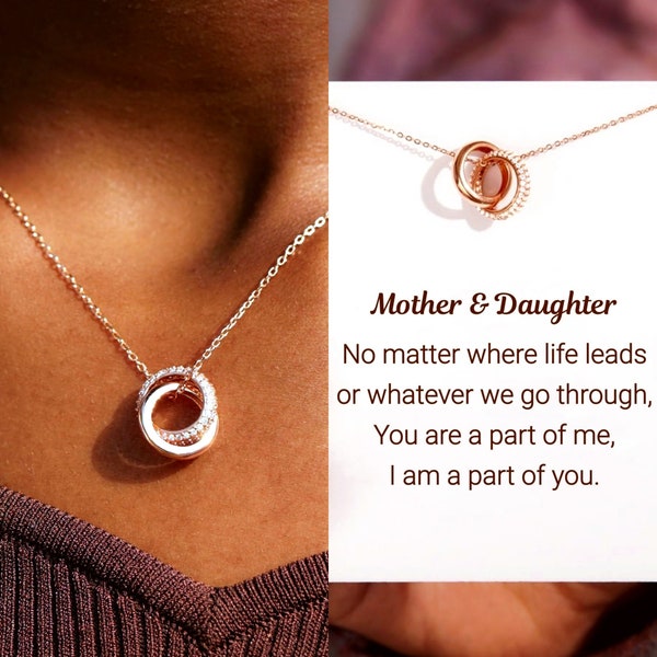 Mother Daughter Necklace, Interlocking Circle 14K Gold Necklace, Best Friend Necklace, Bff Sisters Gifts, Daughter Birthday Gift, Mom Gifts