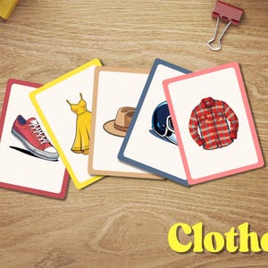 Cartes mémoire de vêtements pour enfants, cartes Montessori, 21 cartes mémoire de vêtements recto-verso, Ressources éducatives pour l'école à la maison, Préscolaire, primaire