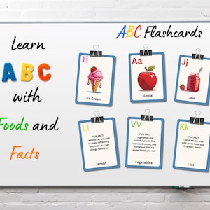 ABC-flashkaarten | Montessorikaarten, alle 26 letters, flashcards voor- en achterkant, zomer leren, thuisonderwijs, kleuterschool, basisonderwijs