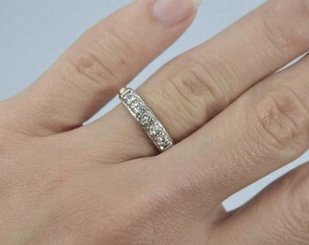 1890s Art Deco diamond wedding ring, Vintage diamond eternity ring, antique. diamond band moissanite band stacking band ring engagement ring