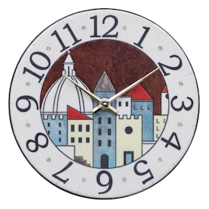 Handcrafted Raku ceramic wall clock with a classic landscape design - 35 cm diameter