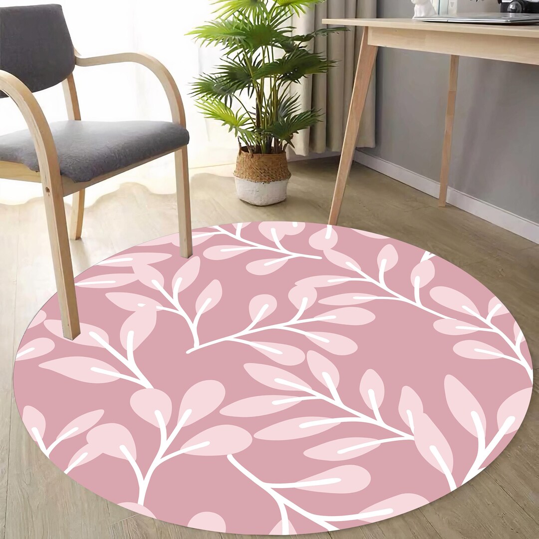 Pink Flower Rug,pink Rug,floral Rug,living Room Rug,round Rug,girls