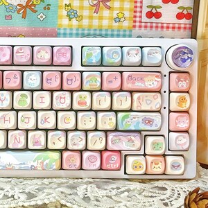 Kawaii Gaming | Pokemon Inspired Keycaps PBT 142 Set MOA or MAO Profile for Mechanical Keyboards, Mouse Pad, Desk Mat, Wrist Support Pad