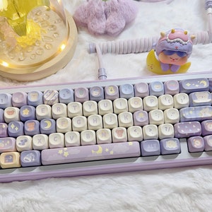 Kawaii Gaming | Sleepy Koala themed Keycaps PBT 142 Set MOA Profile for Mechanical Keyboards