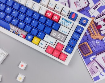 Kawaii Gaming | Gundam RX-78-2 Inspired themed Keycaps PBT 148 Set SDA Profile for Mechanical Keyboards