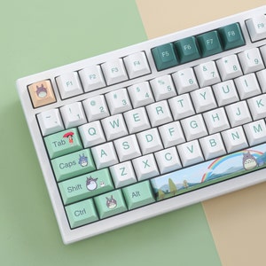 Kawaii Gaming | Totoro inspired Keycaps PBT 126 Set Cherry Profile for Mechanical Keyboards