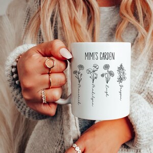 Mimi&#39;s Garden Mug, Birth Month Flower With Names Mug, Personalized Name With Flowers, Mother’s Day Gift, Wildflowers Mug With Names