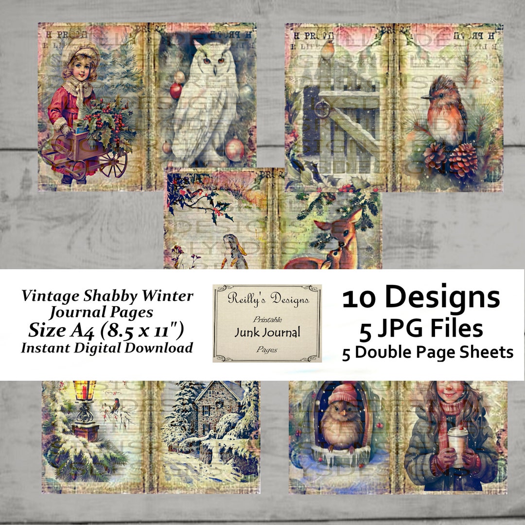 Vintage WINTER Junk JOURNAL Pages Printable Paper Digital - Etsy
