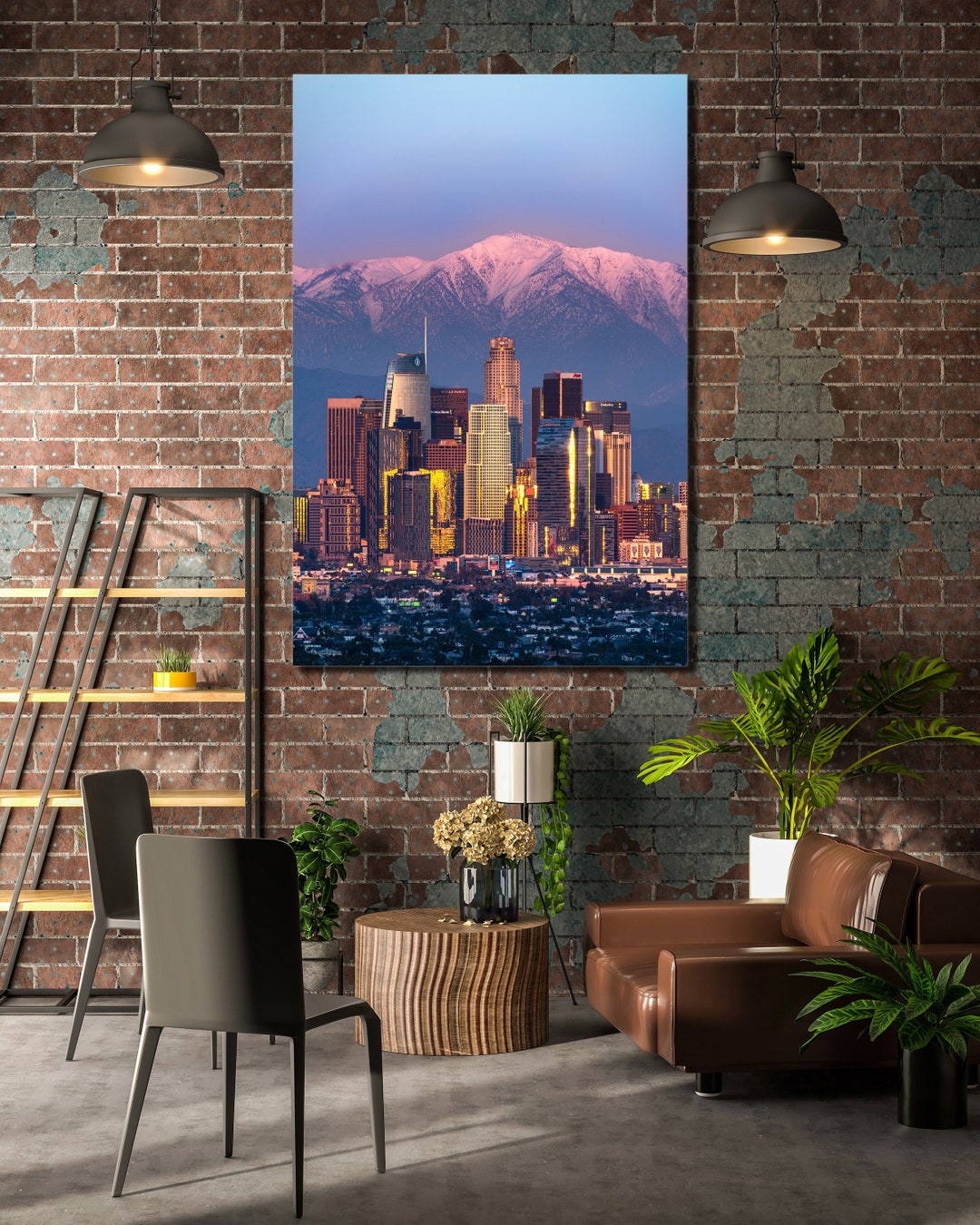 Downtown LA Los Angeles Skyline Wall Art Canvas Print Wall Art, Giclee