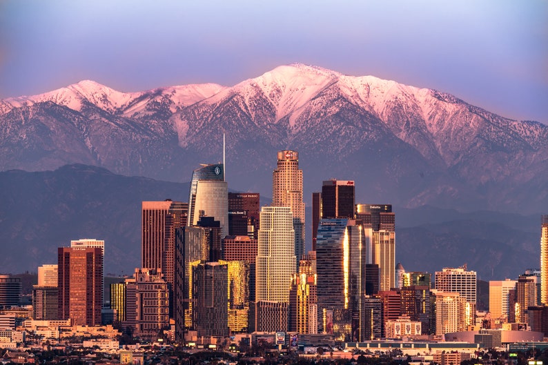 Downtown LA Los Angeles Skyline Wall Art Canvas Print Wall Art Giclee