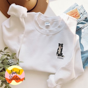Sudadera personalizada para mascotas Retrato de perro bordado Nombre de mascota personalizado