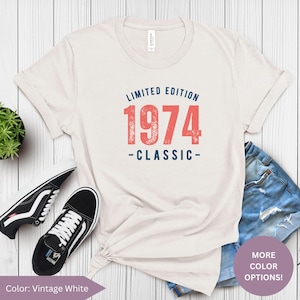 1974 Shirt, 50th Birthday Retro Shirt, 1974 Birth Year Number, Shirt for Women, Birthday T-shirt, Turning 50 Gift, 1974 plus size tops
