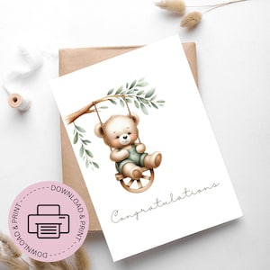 Cartão de felicitações para impressão - Cartão de chá de bebê para impressão - Cartão comemorativo - Cartões de download digital - Cartões comemorativos Boho