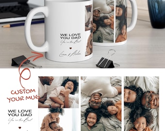 Custom Photo Mug for Dad | Personalized Father's Day Gift with Pictures | Add Your Own Photos | Gift for Dad, Grandpa | Custom Coffee Cup
