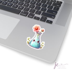 Floral Science Beaker Sticker, Science Stickers, Cute Chemistry Stickers, gift for medical students, Planner Sticker, Laptop Sticker