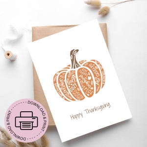 Thanksgiving Card - Happy Thanksgiving - Give thanks greeting card - Pumpkin fall card - Printable Card - Digital Download Cards