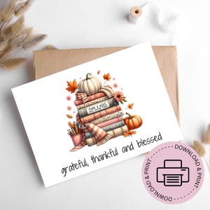 Thanksgiving Card - Happy Thanksgiving - Give thanks greeting card - Pumpkin fall card - Printable Card - Digital Download Cards