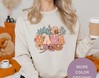 Retro Mama Sweatshirt, New Mom To Be, Mom Shirts, Pregnancy Reveal, Baby Shower Gift, Mommy Sweater, Unisex Crewneck Sweatshirt