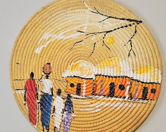 Afrikanisches gewebtes Wandkorb-Set: Handgewebtes Boho-Dekor