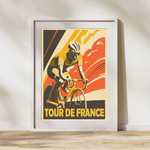 Impression Mid-Century du Tour de France | Art mural rétro d'inspiration vintage | Décor amateur de cyclisme | Flandres à vélo | Téléchargement instantané