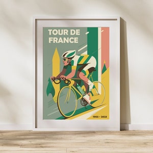 Impresión del Tour de Francia de mediados de siglo / Carrera ciclista de velocidad / Arte mural retro de inspiración vintage / Decoración para aficionados al ciclismo / Descarga instantánea
