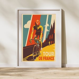 Tour de France midden van de eeuw print | Vintage geïnspireerde retro muurkunst | Decoratie fietsliefhebber | Direct downloaden