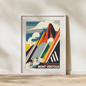 Impressão de meados do século do Tour de France de <br> Entrega Rápida? Impressão retrô de Mont Ventoux | Arte de parede inspirada no vintage | Decoração para entusiastas do ciclismo | Download instantâneo