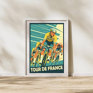 Tour de France Mid-Century Print | Maillot Jaune Retro Print | Vintage Inspired Wall Art | Cycling Enthusiast Decor | Instant Download