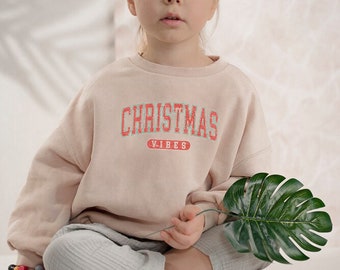 Christmas Vibes Kid Sweatshirt, Toddler Christmas Crewneck, Merry Christmas Shirt, Holiday Sweatshirt