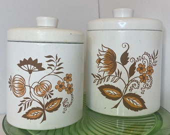 Vintage Ransburg Canister, hand painted, kitchen decor, MCM kitchen storage, cookie jar, Ransburg Indianapolis, made in USA, storage jar