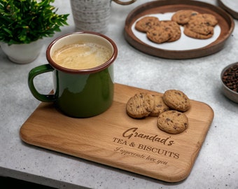 Personalised Tea & Biscuits Board, Personalized Gifts, Housewarming Gift, Grandad Gift, Mom Gift, Thank You Gift, Tea and Coffee Gifts