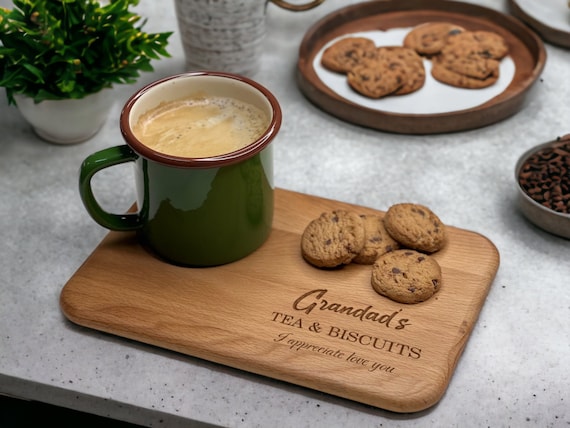 Personalised Tea & Biscuits Board, Personalized Gifts, Housewarming Gift, Grandad Gift, Mom Gift, Tea Gifts, Coffee Gifts