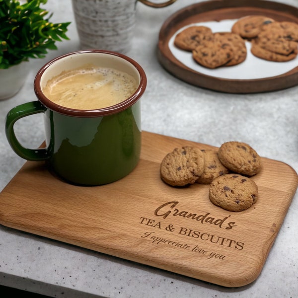 Personalised Tea & Biscuits Board, Personalized Gifts, Housewarming Gift, Grandad Gift, Mom Gift, Tea Gifts, Coffee Gifts