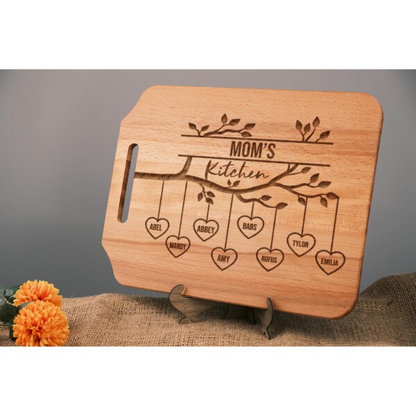 Personalized family tree cutting board, Unique Christmas, Anniversary, and Grandparents Gift, Ideal Gift for Mom and Dad