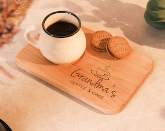 Personalized Tea & Biscuits Board for Grandma, Mom's Gifts, Anniversary Gift, Wood Treat Board, Housewarming Gift, Serving Board