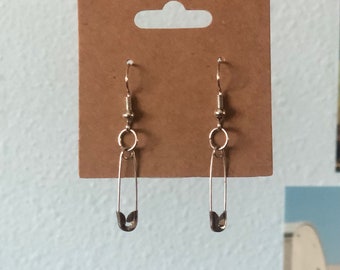 Safety Pin Dangle Earrings