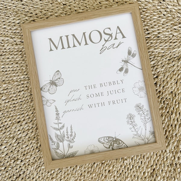 Printable Olive Garden Mimosa Bar Sign, Floral Bridal Shower sign, Spring Wedding Mimosa Bubbly Bar, Wildflower Wedding Brunch Sign