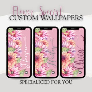 Personalized Dalia Flower Phone Wallpaper | Custom Name (Digital Download)
