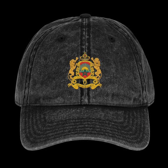 Vintage Baumwoll-Cord Cap mit Marokko königliches Wappen