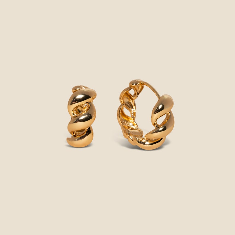 Gold-Plated Croissant Hoop Earrings Statement Spirals West Jem image 1